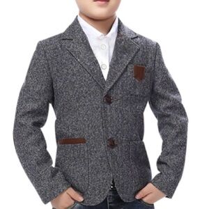 Jia You Child Kid Boy Casual Grey Slim Fit Blazer Jacket